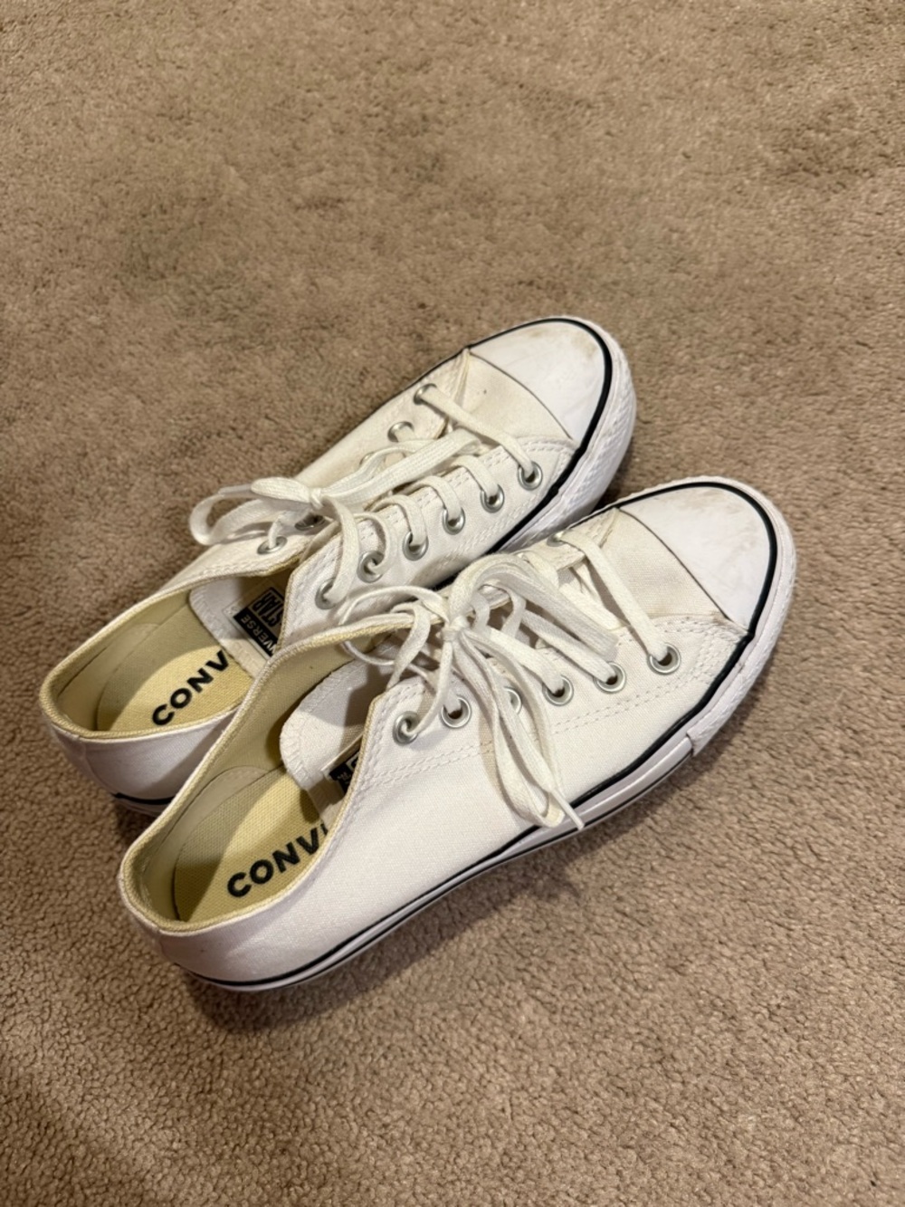 White low top platform Converse